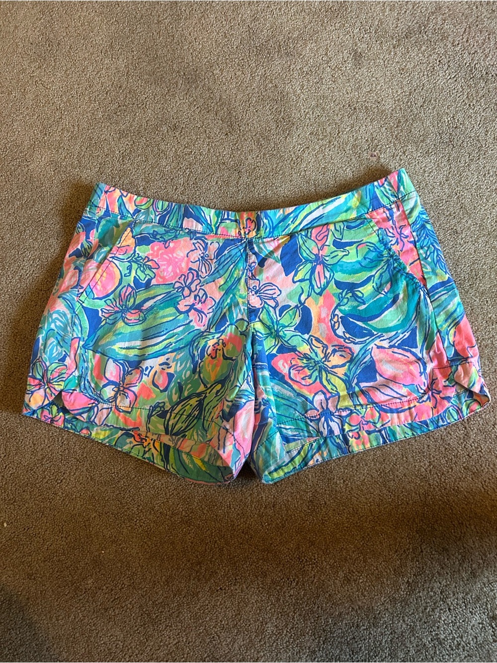 Lilly Pulitzer Tropical Floral Shorts in Pink, Green & Blue
